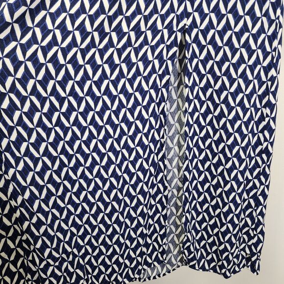 Banana Republic Dress Medium Slit Midi Navy Spaghetti Straps Smocking Geometric - Picture 7 of 12